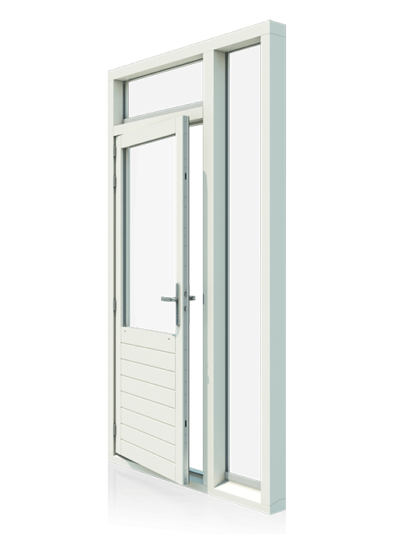 Deurkozijn met zijlicht rechts en bovenlicht