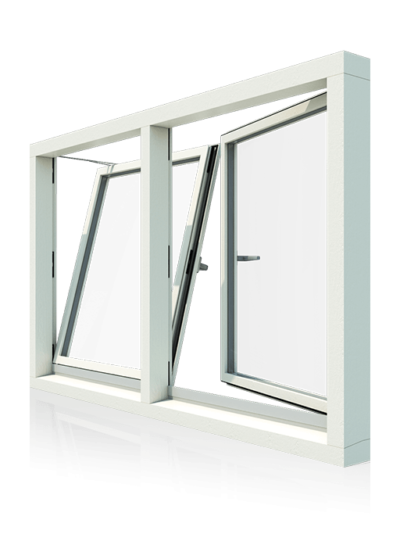 2-vaks kozijn met 2 draaikiepramen