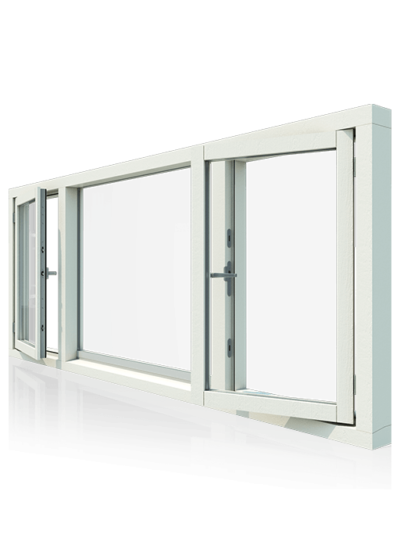 3-vaks kozijn met 2 draairamen