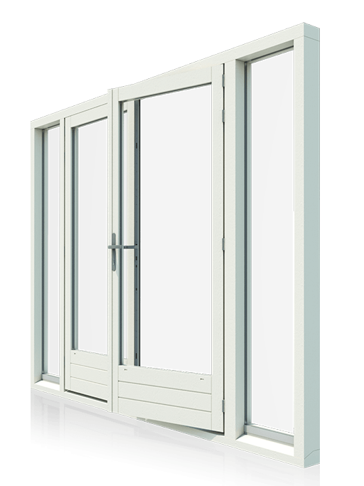 Hardhouiten tuindeuren met dubbel zijlicht